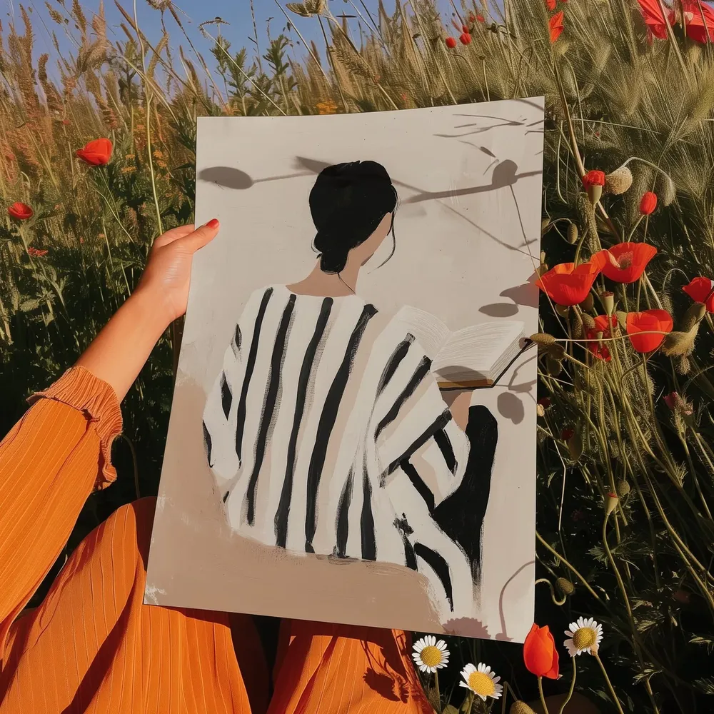 Woman Reading Minimalist Boho Art Print - Image 4