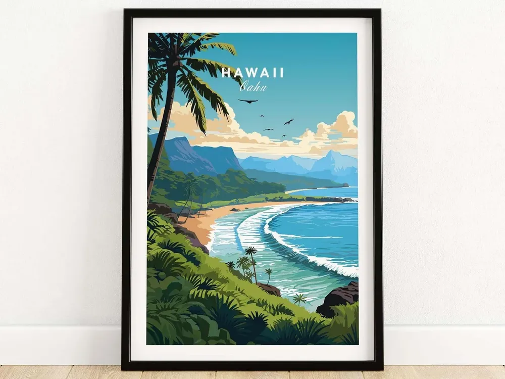 Hawaii Oahu Travel Poster Art Print