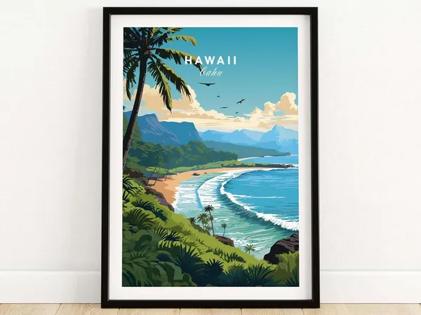 Hawaii Oahu Travel Poster Art Print