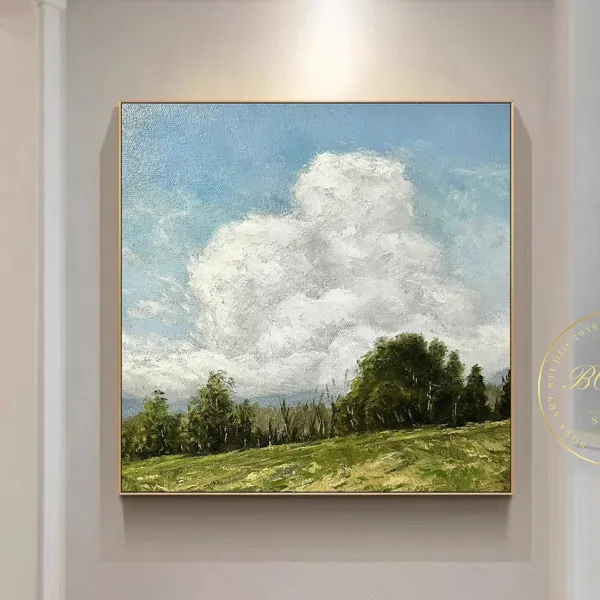 Cloudy Sky Abstract Painting, Wall Art Print
