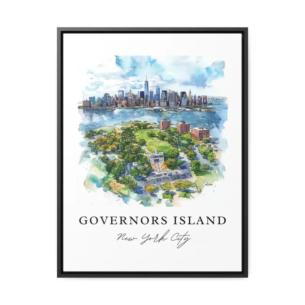 Governors Island Watercolor Travel Poster, Manhattan - Image 3