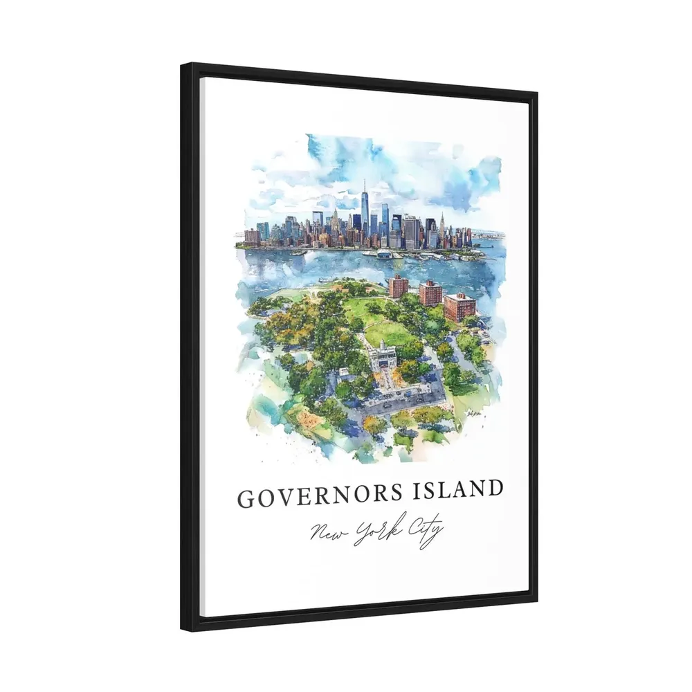 Governors Island Watercolor Travel Poster, Manhattan - Image 2