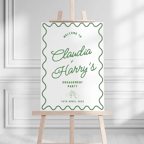 Wavy Border Welcome Sign Template, Party Sign