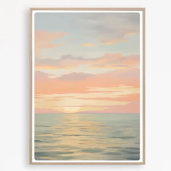 Watercolor Ocean Sunset, Coastal Art Print