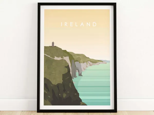 Cliffs Of Moher Ireland Travel Poster, Wall Art Print