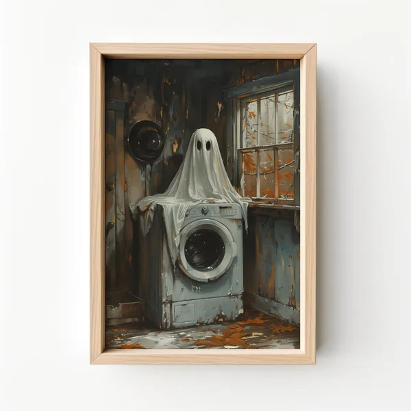 Halloween Laundry Day Whimsigoth Bathroom Art Print