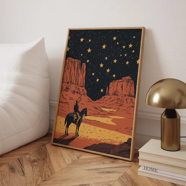 Western Cowboy Traditional Travel Poster