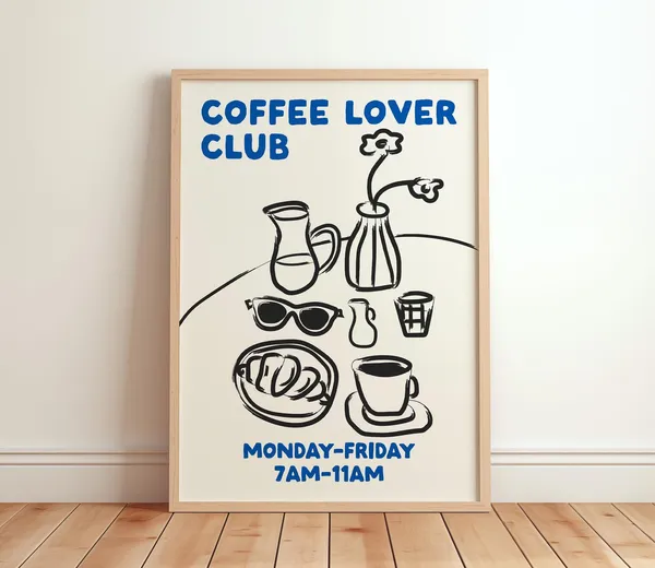 Coffee Lover Club Retro Kitchen Art Print