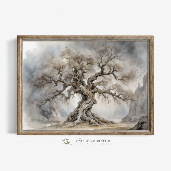 Vintage Tree Print, Farmhouse Cottagecore Decor