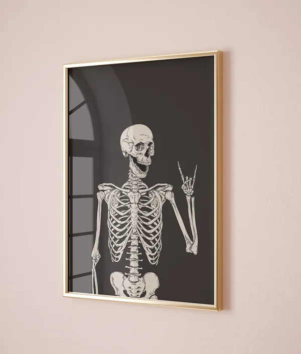 Skeleton Print, Funny Halloween Wall Art Poster