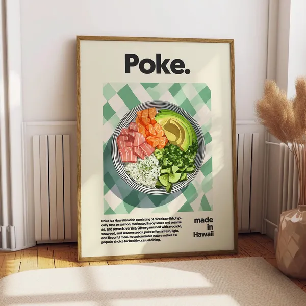 Poke Poster Food Kitchen Decor Print Hawaii