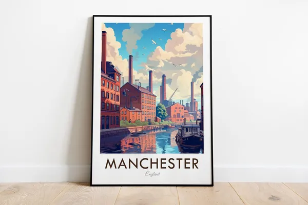 Manchester Industrial Heritage Ship Canal Travel Poster