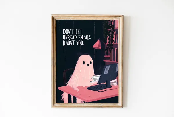 Pink Halloween Coffee Decor, Spooky Art Print
