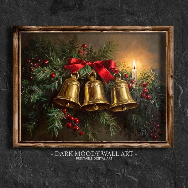 Christmas Jingle Bells Holiday Home Decor Art Print