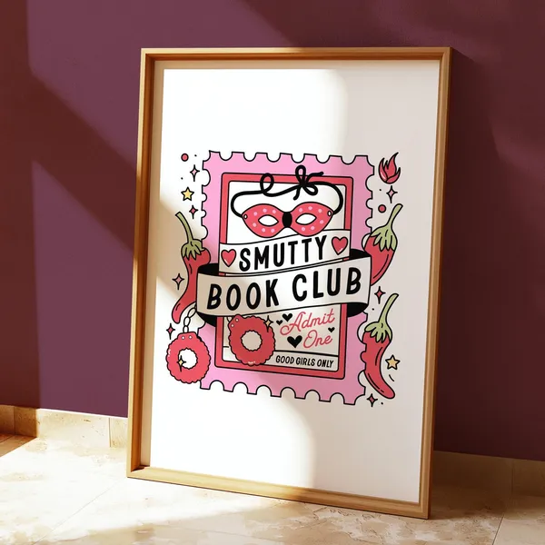 Bookish Smutty Book Club Poster Print, Booktok Aesthetic