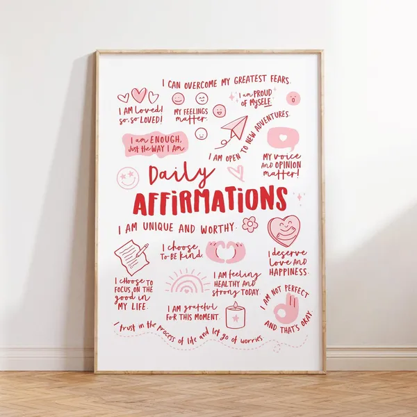Daily Affirmations Poster, Therapy Office Wall Art