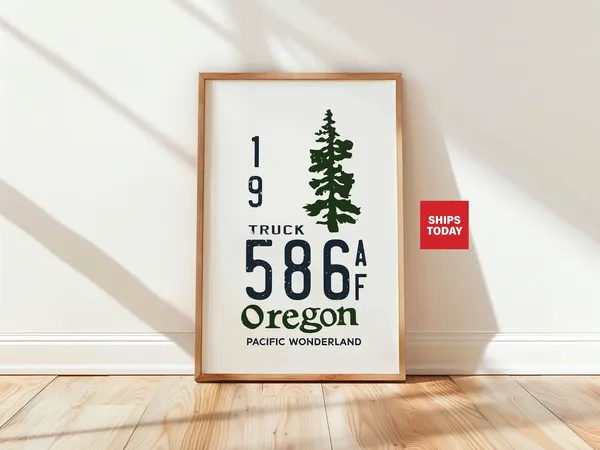 Retro Oregon Travel Poster, Beaver State Wall Art