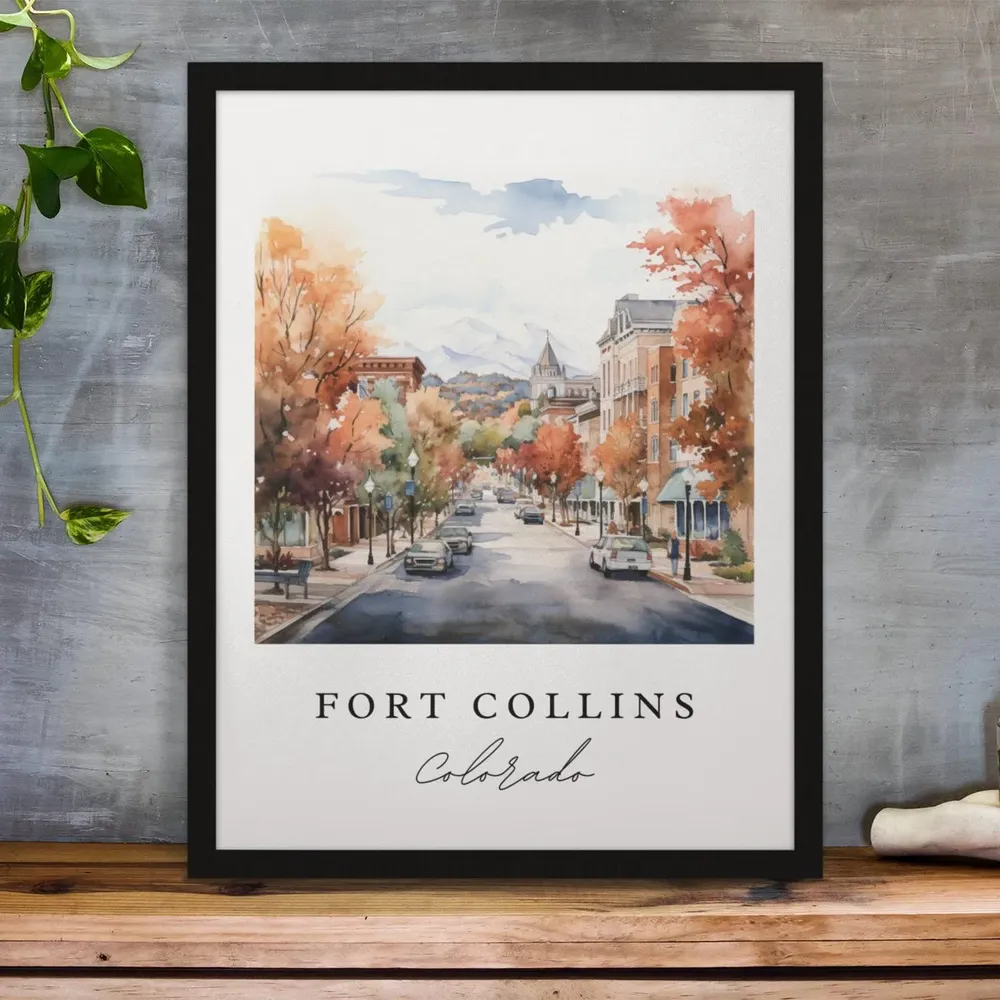 Fort Collins Co Travel Poster Print, Custom Text - Image 2