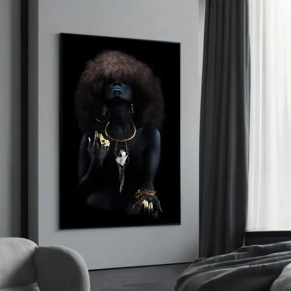Mysterious Ethnic Woman With Gold Jewelry, Modern Portrait