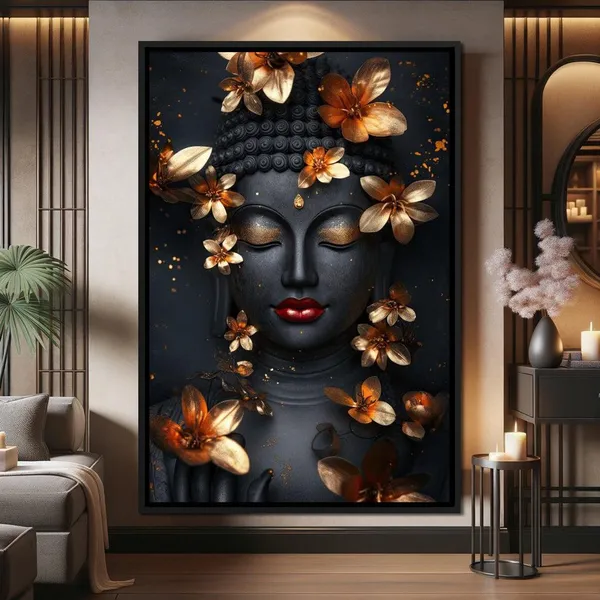 Buddha Floral Zen Meditation Art Print, Peaceful
