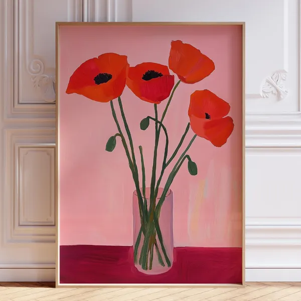 Watercolor Poppy Print, August Birth Flower Floral