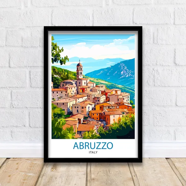 Abruzzo Italy Travel Poster, Scenic Italian Region