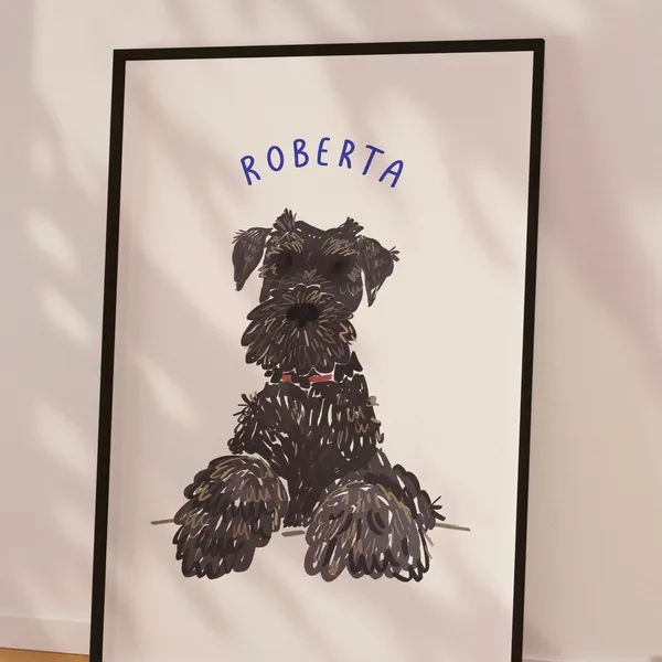 Custom Dog Portrait Watercolor Wall Art Print