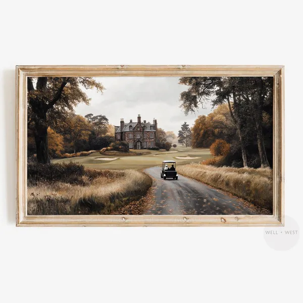 Fall Golf Vintage Style Office Decor Art Print