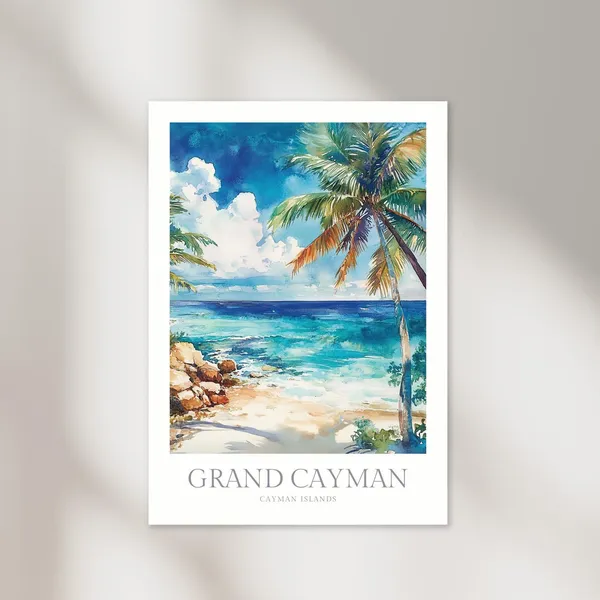 Grand Cayman Watercolor Poster Print, Cayman Islands