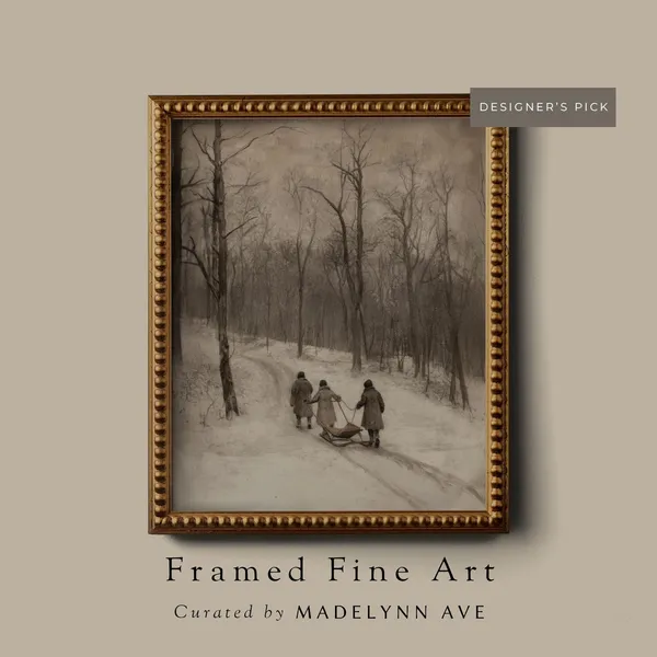 Vintage Winter Snowy Forest Walk, Cottagecore Art Print