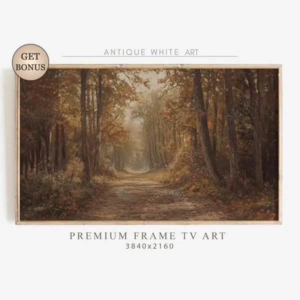Moody Fall Forest Landscape, Rustic Art Print