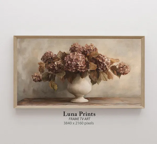 Fall Floral Frame - Autumn Hydrangea Art Print