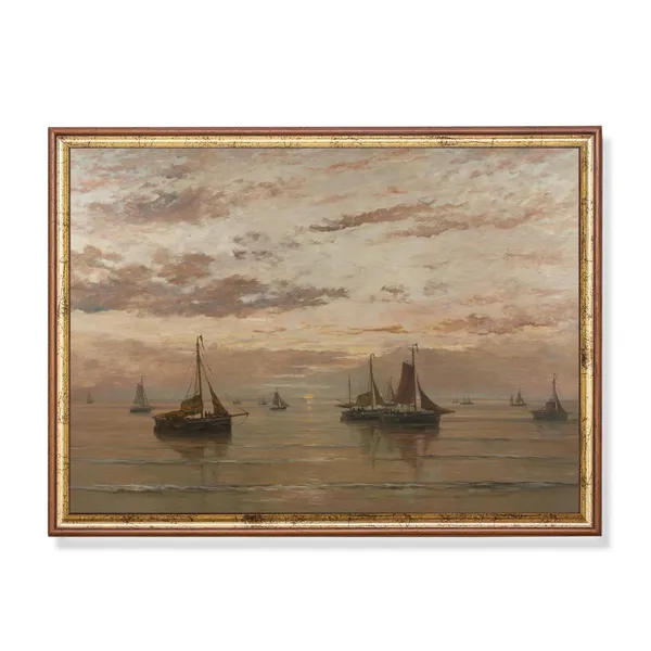 Vintage Sailing Ship Painting, Antique Seascape Art Print