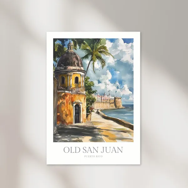 Old San Juan Watercolor Travel Poster Print
