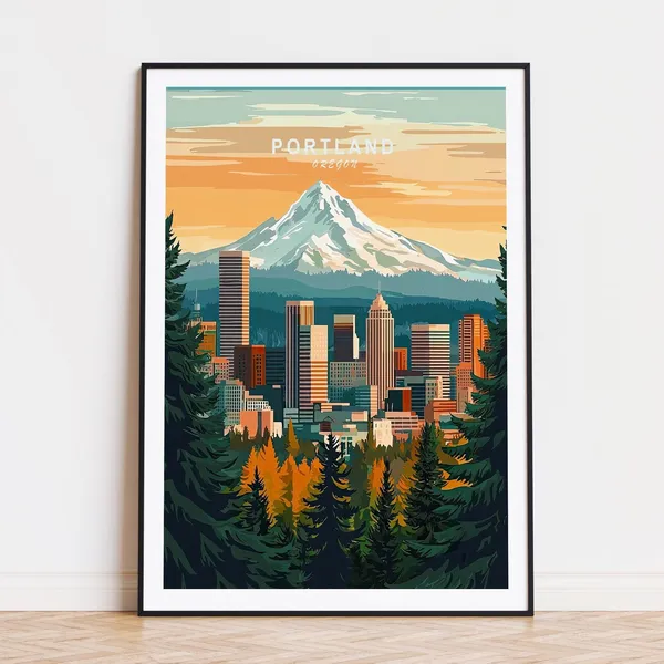 Portland Oregon Travel Poster, Home Decor Art Print