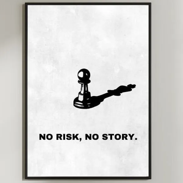 No Risk No Story Motivational Poster, Minimalist Art Print
