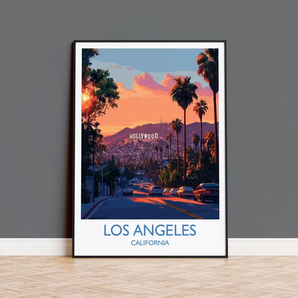 Los Angeles Travel Poster, California Wall Art Print