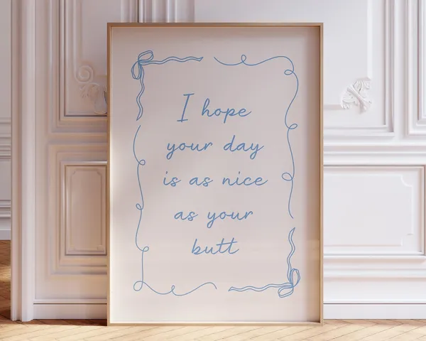 Nice Butt Funny Bathroom Poster, Blue Coquette Bow