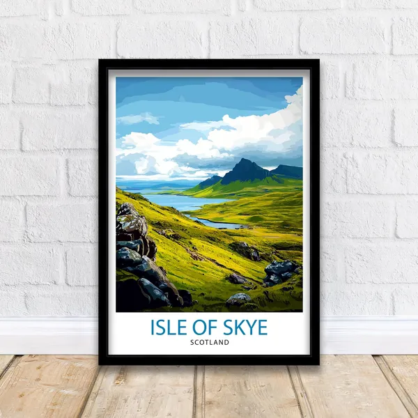 Isle of Skye Scotland Travel Poster, Highland Landscape
