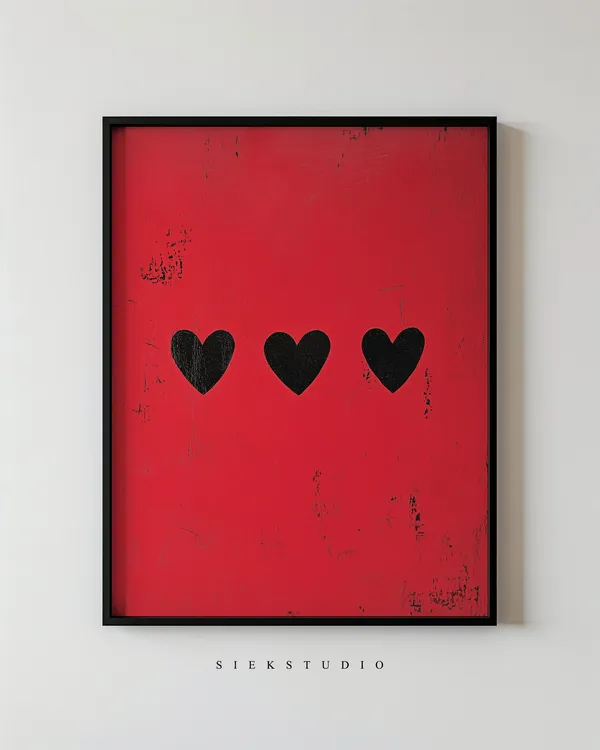 Minimalist Heart Wall Art, Modern Love Poster