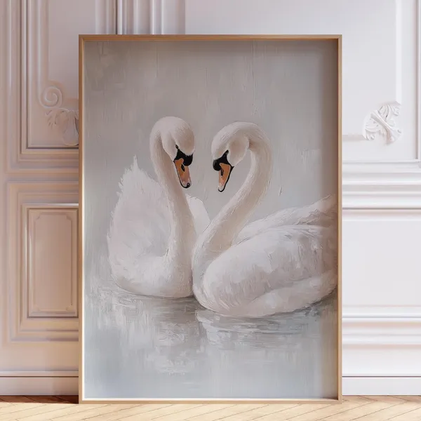 White Swan Vintage Animal Nursery Art Print