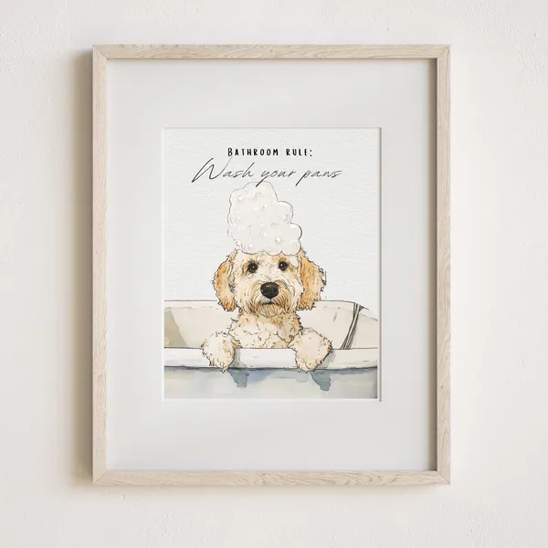 Custom Watercolor Pet Portrait Bathroom Wall Print
