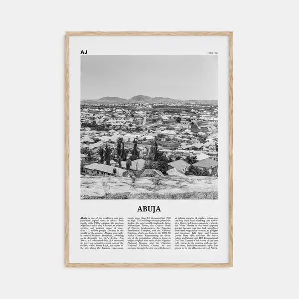 Abuja Black And White Travel Poster, Nigerian Africa
