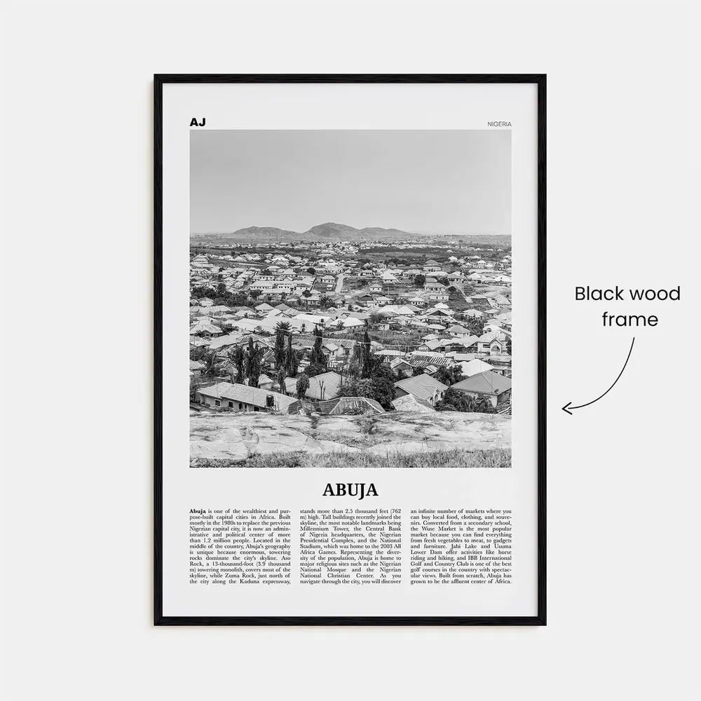 Abuja Black And White Travel Poster, Nigerian Africa - Image 3