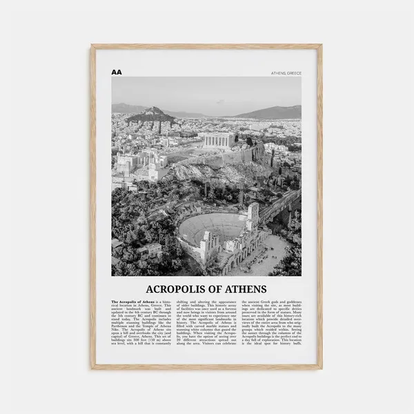 Acropolis Of Athens Black And White Travel Poster