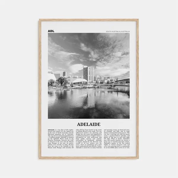 Adelaide Black and White Travel Poster, Australia