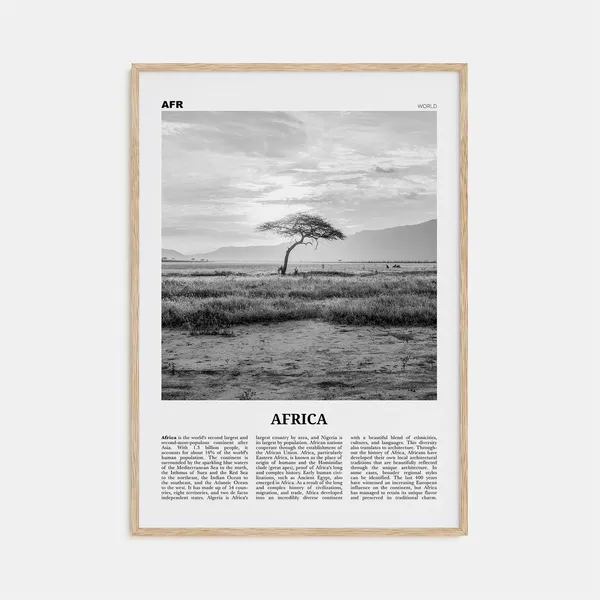 Africa Black and White Art Print, Continent Poster