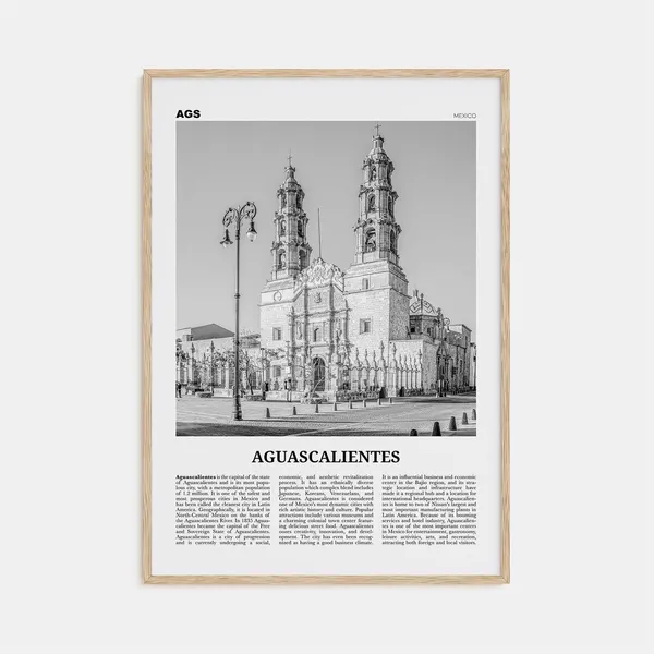Aguascalientes Black And White Poster Print, Mexico