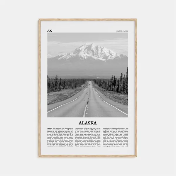 Alaska Black and White Travel Poster, United States