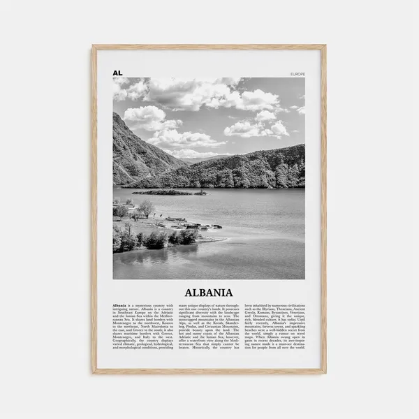 Albania Black And White Country Art Print